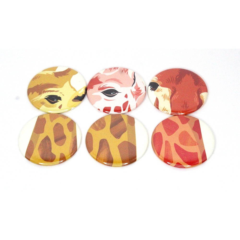 Set of 6 Refrigerator Locker Magnets 2.25" Handmade Bohemian - Giraffes